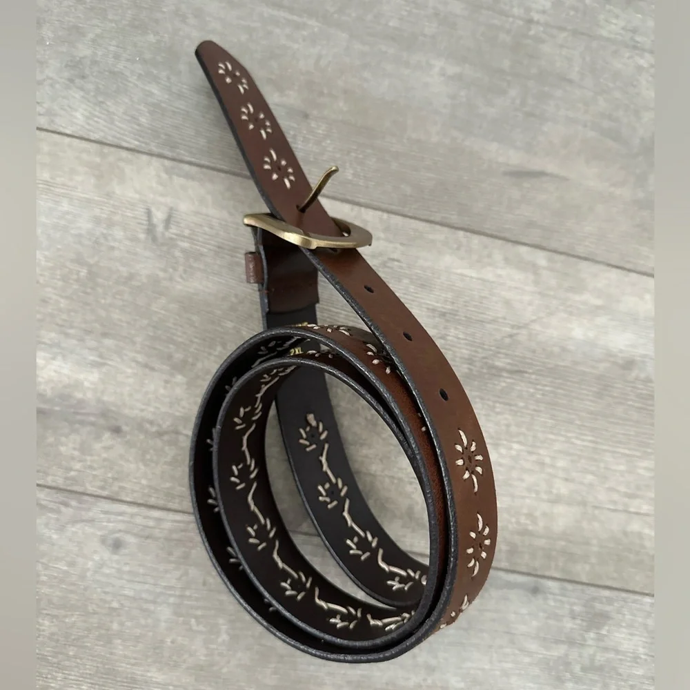 Boho embroidered genuine leather belt women’s 2XL